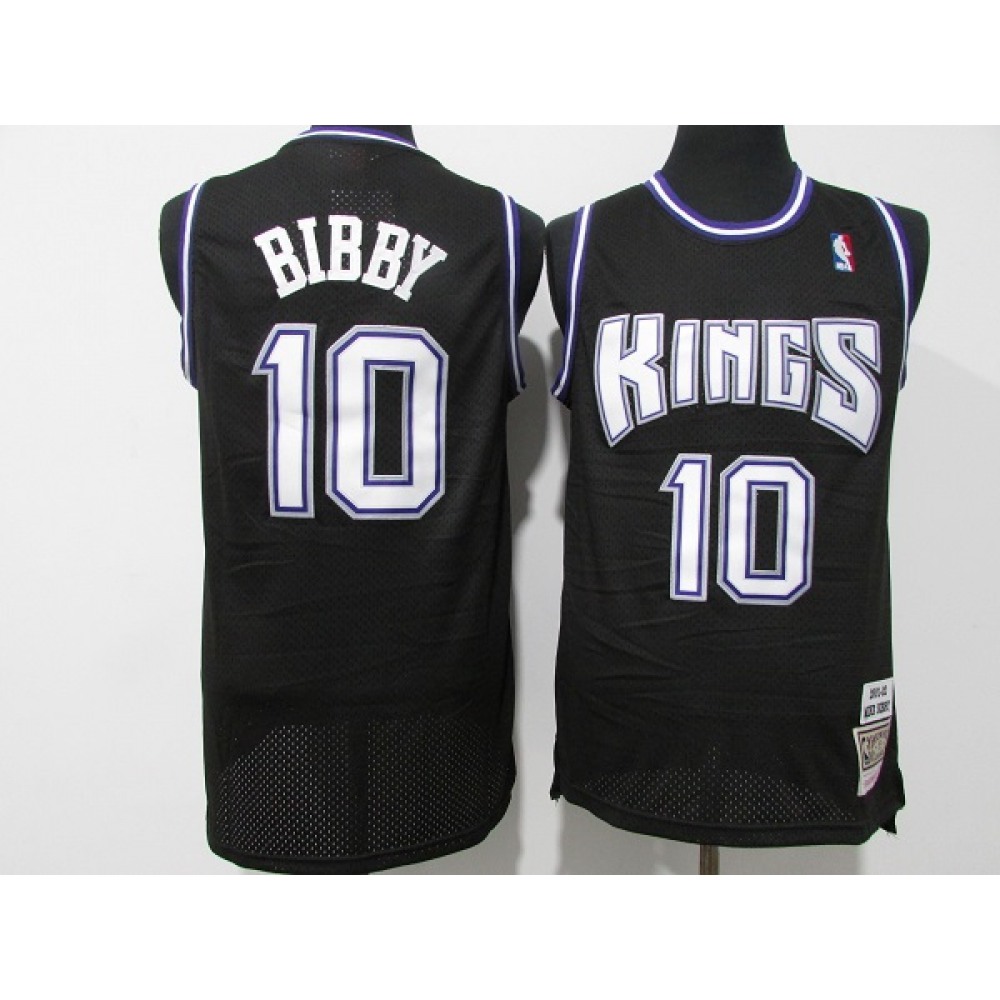 Men's Sacramento Kings #10 Mike Bibby 2001-02 Black Throwback Stitched Jersey