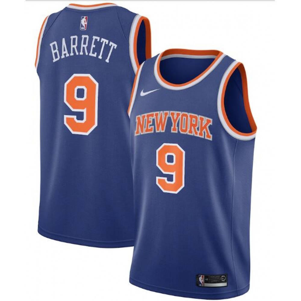 New Yok Knicks #9 R.J. Barrett Blue Icon Edition Stitched Swingman Jersey