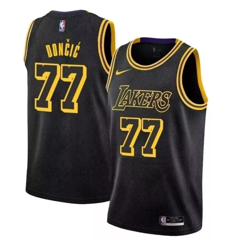 Unisex Los Angeles Lakers #77 Luka Doncic  Black Swingman City Edition Jersey