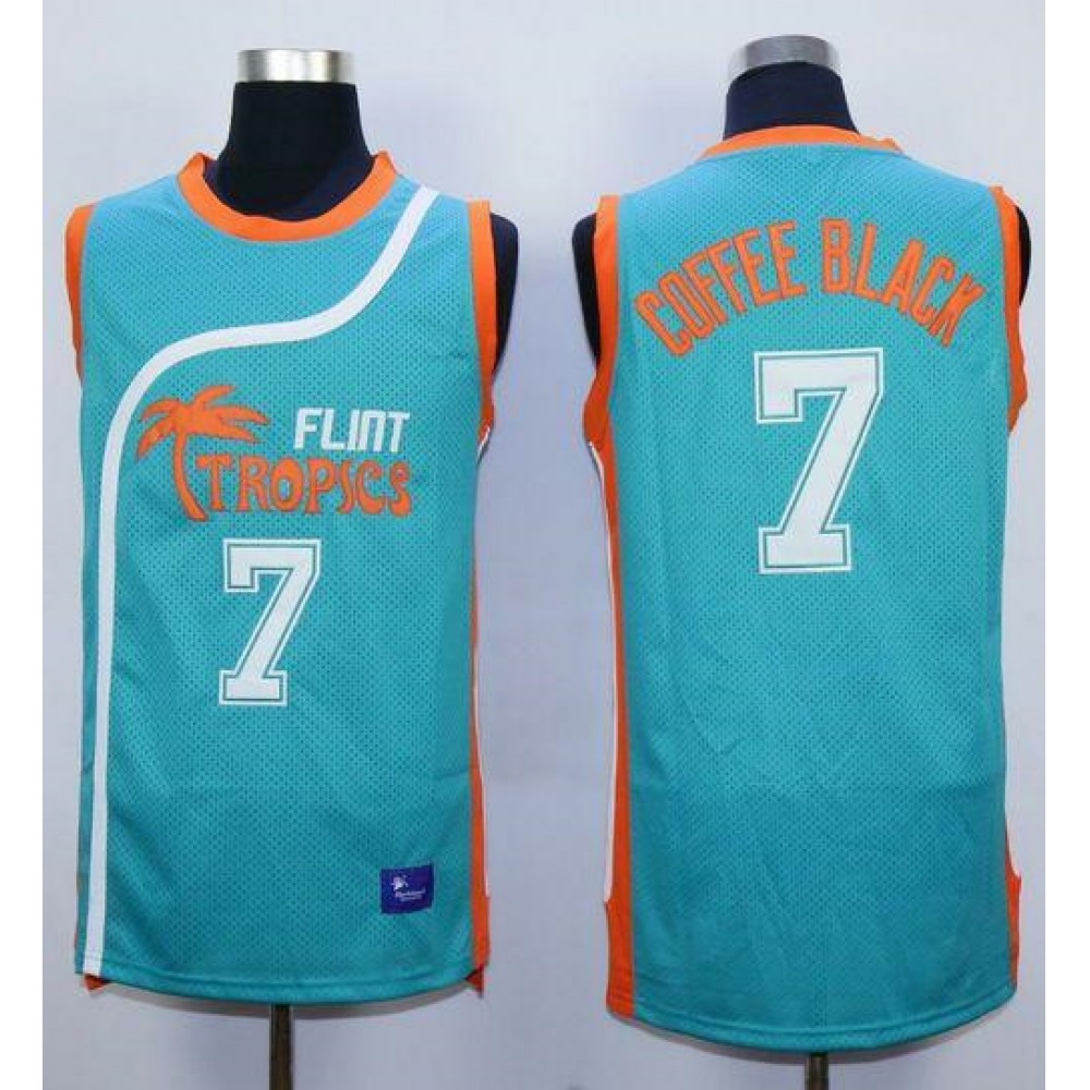Flint Tropics #7 Coffee Black Blue Semi-Pro Movie Stitched Basketball Jersey