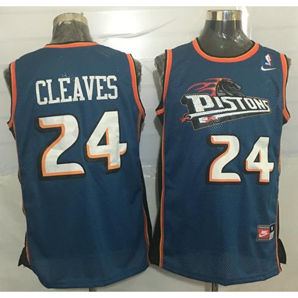 Pistons #24 Mateen Cleaves Blue  Throwback Stitched NBA Jersey