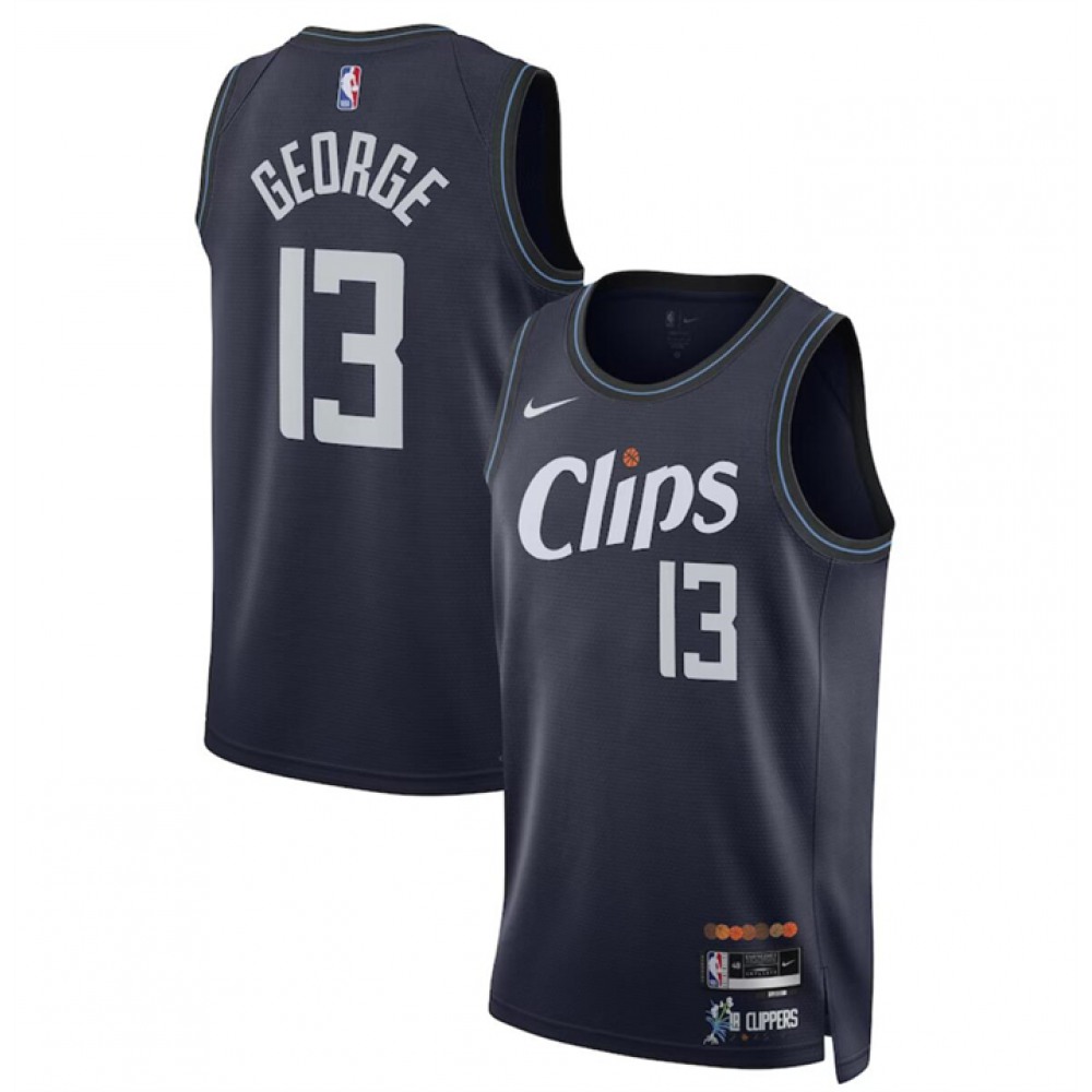 Youth Los Angeles Clippers #13 Paul George Navy City Edition Stitched Basketball Jersey