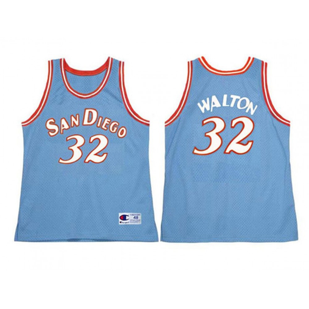 Men's San Diego Clippers#32 Bill Walton 1983 Blue Stitched Jersey