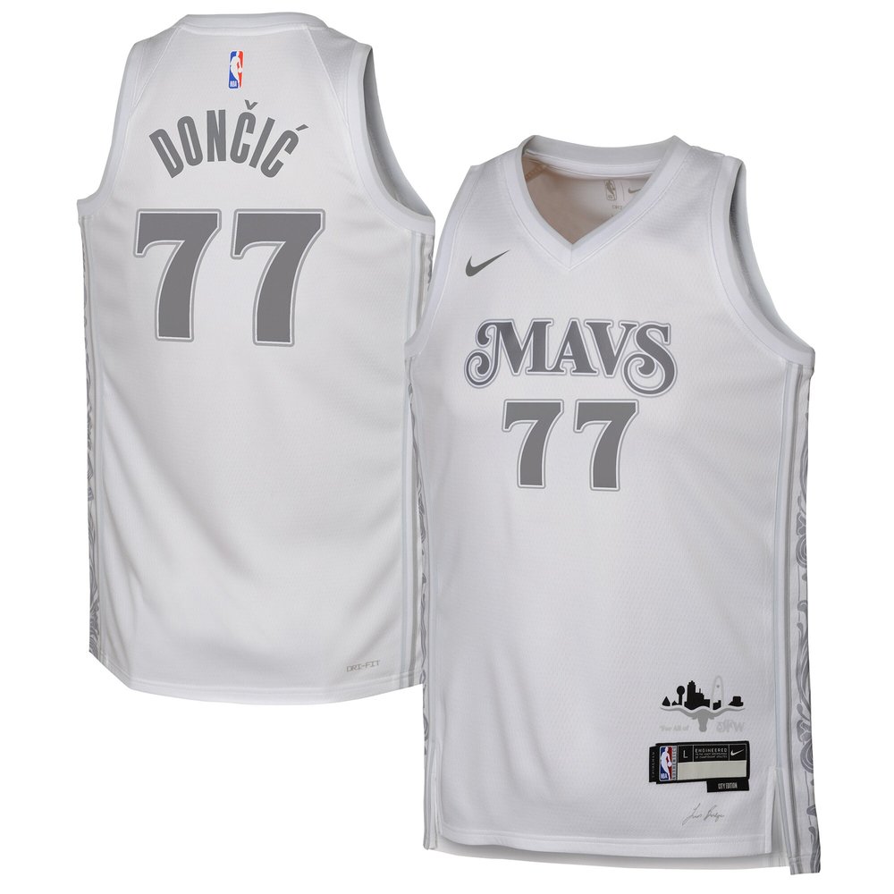 Youth Dallas Mavericks Luka Don?i?  White 2024/25 Swingman Player Jersey - City Edition