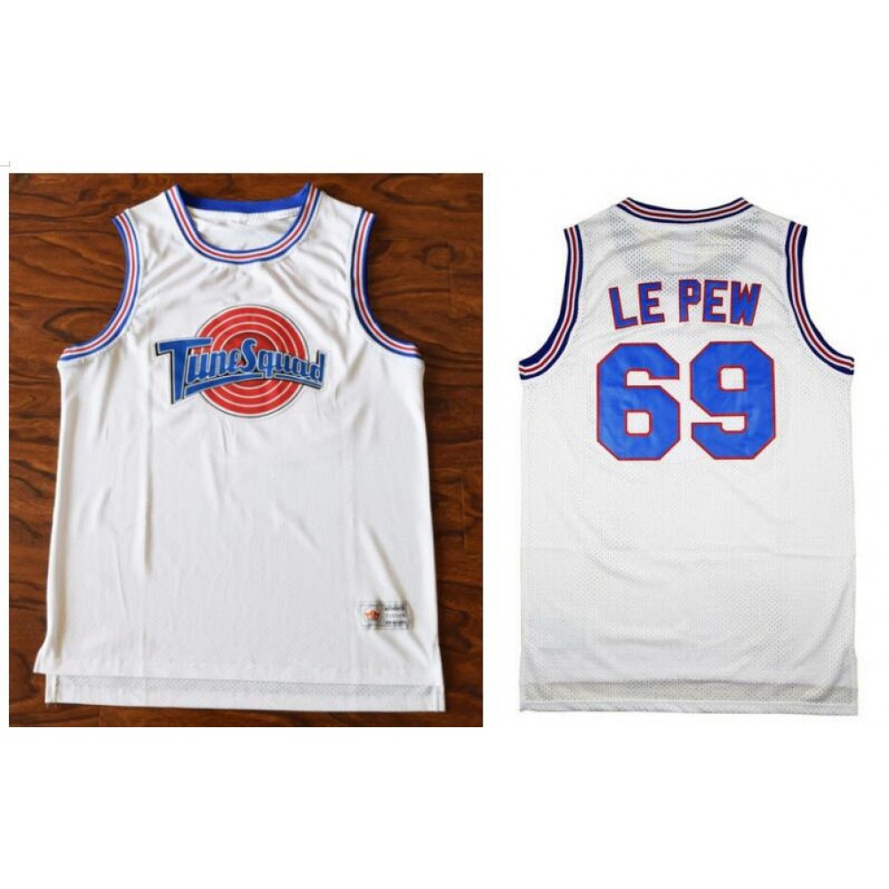 Youth Space Jam Tune Squad #69 Pepe Le Pew White Stitched Basketball Jersey