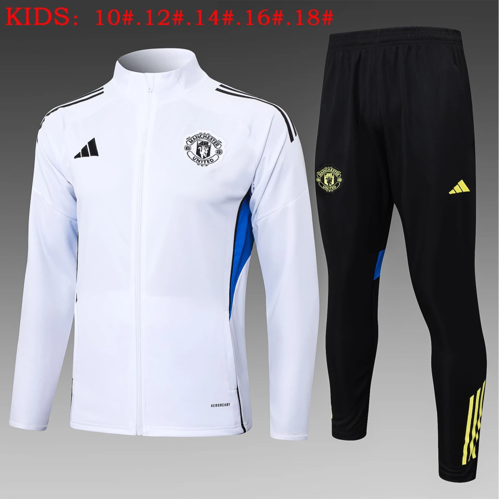Kids Manchester United Training Kit (Jacket+Pants) White 2025/26
