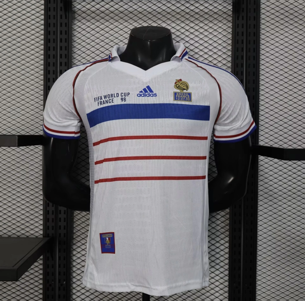 France Retro Authentic Soccer Jersey Away Shirt World Cup 1998