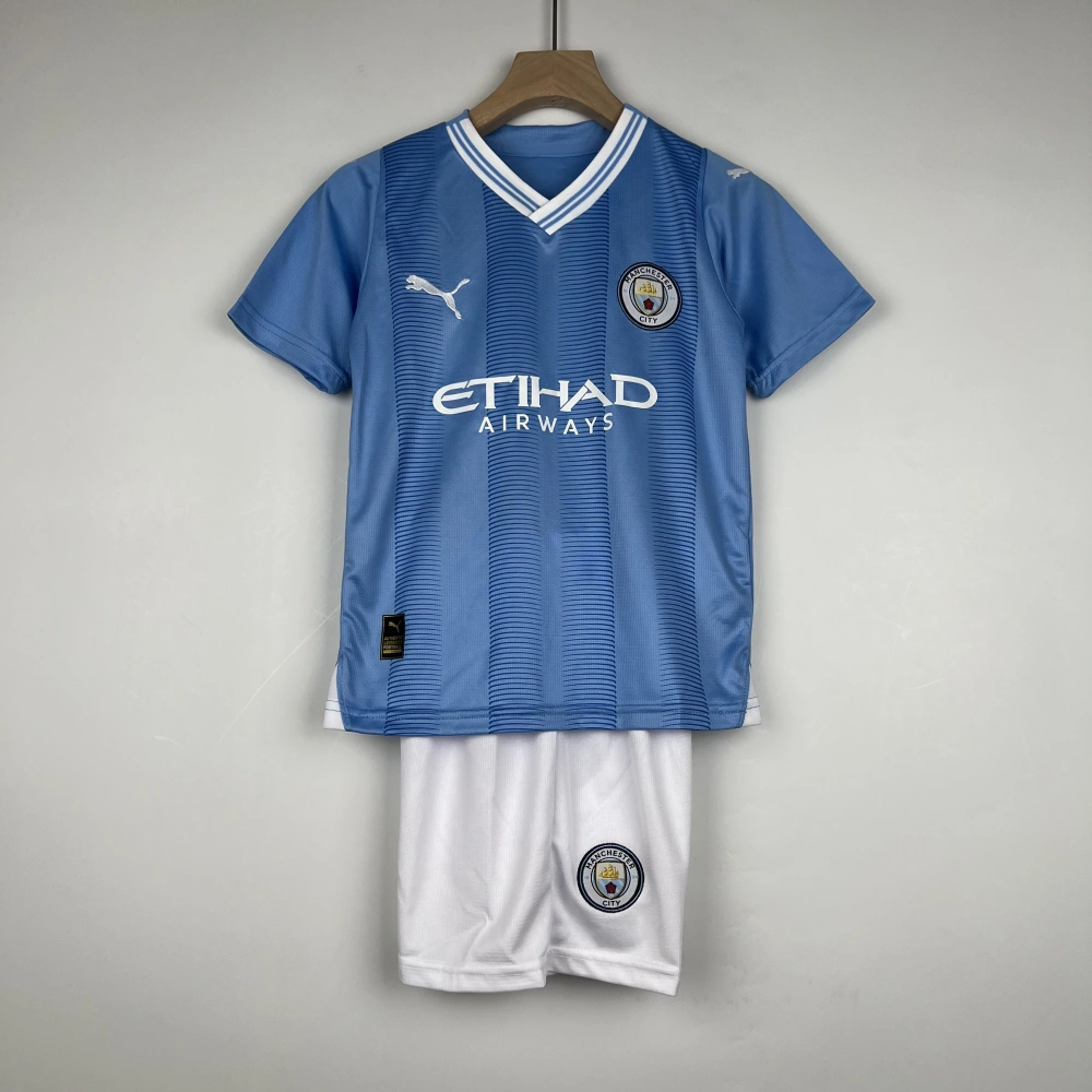 Manchester City Football Jersey Home Kids Kit Jersey+Shorts 2023/24