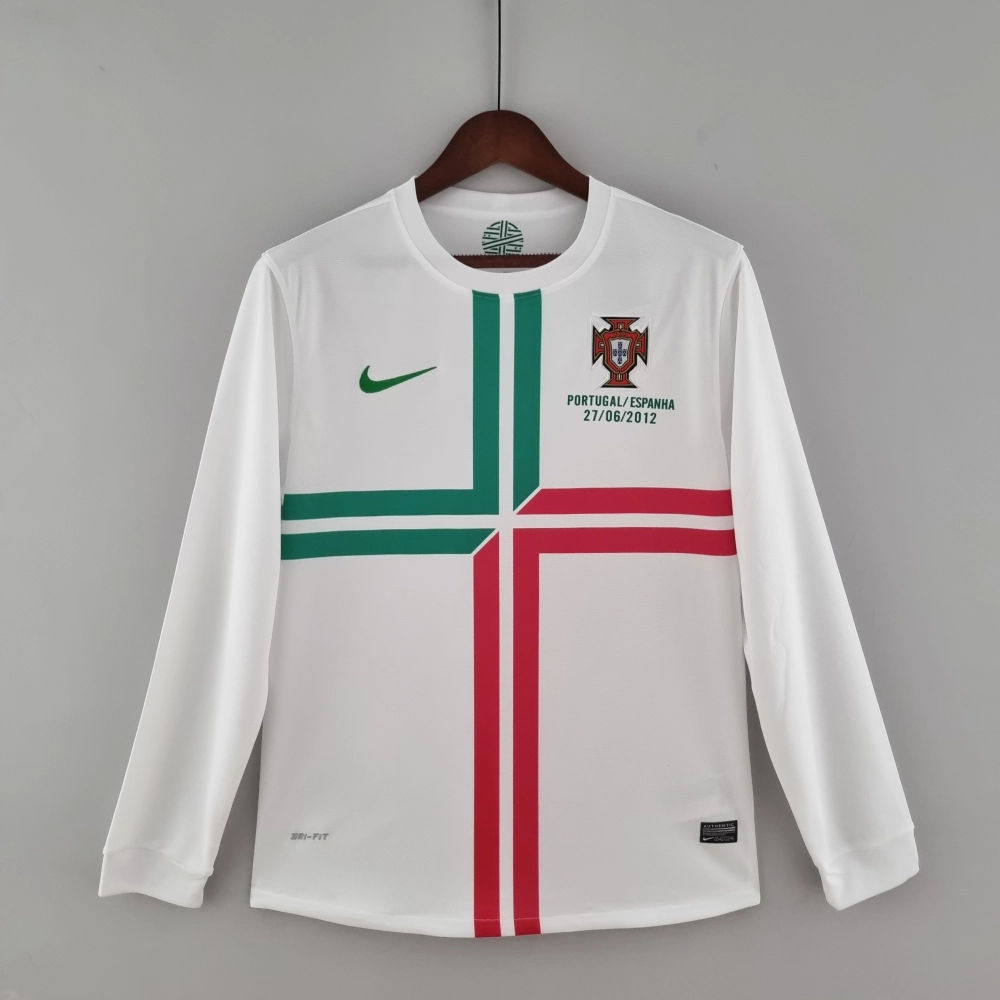 Portugal Retro Soccer Jersey Away Long Sleeve Custom Shirt 2012