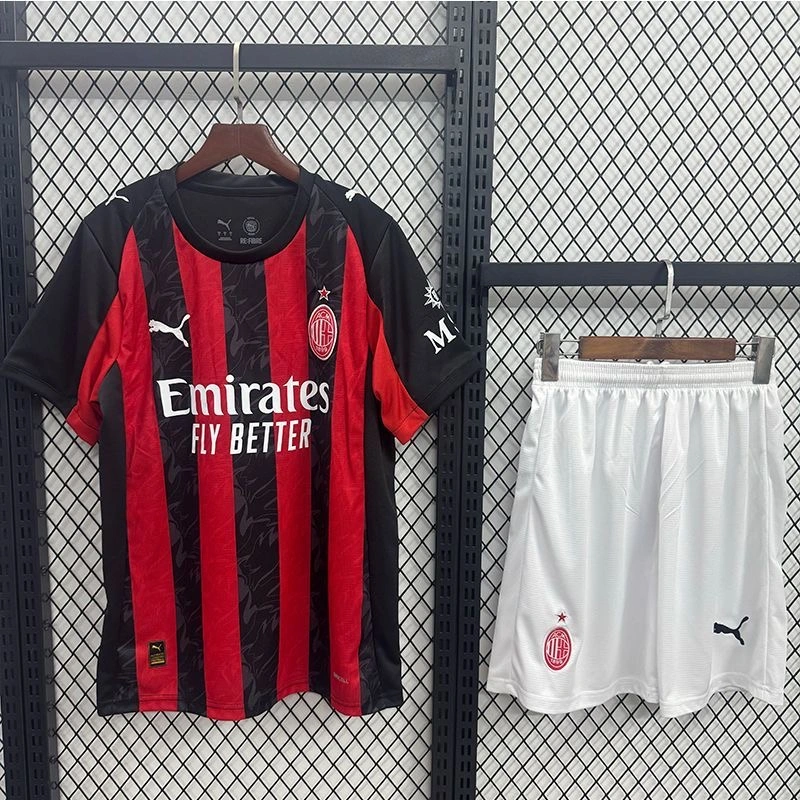 AC Milan Soccer Jersey Home Kids Kit Jersey+Shorts 2025/26