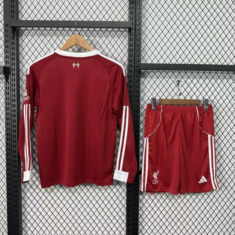 Liverpool Football Jersey Home Kids Long Sleeve Kit Jersey+Shorts 2025/26