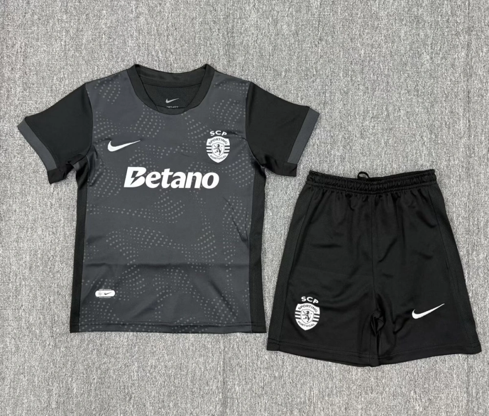Sporting CP Soccer Jersey Away Kids Kit Jersey+Shorts 2025/26