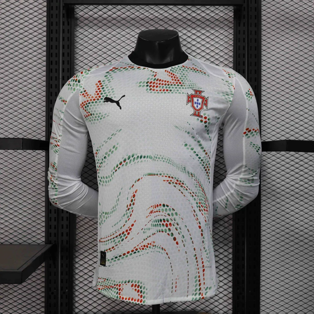 Portugal Authentic Soccer Jersey Away Long Sleeve Shirt 2025