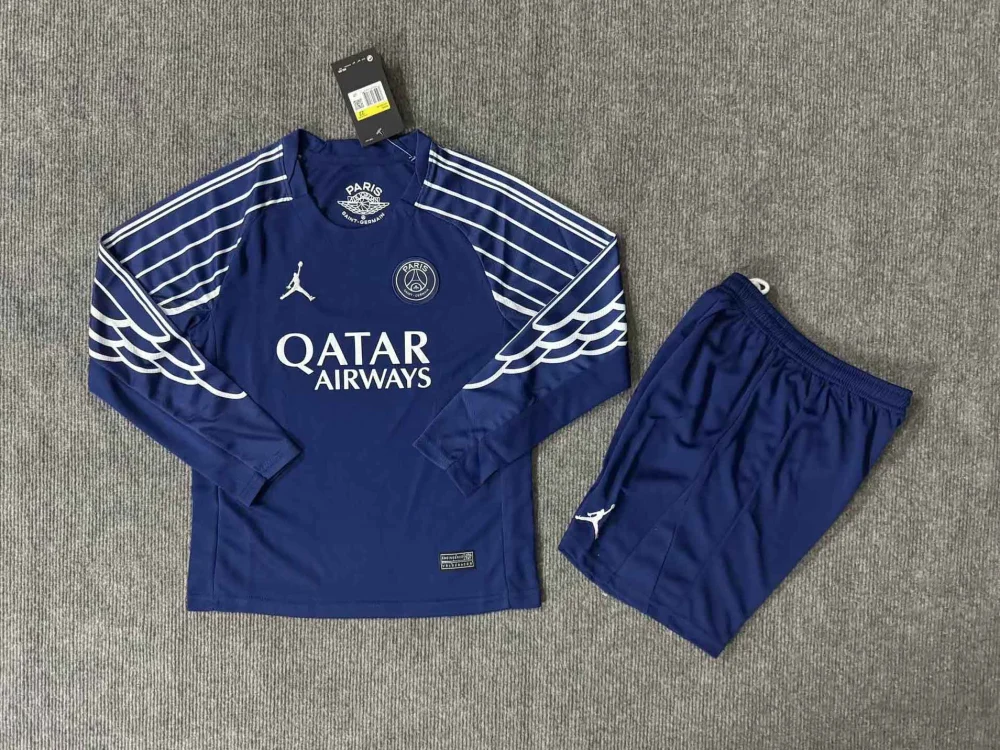 PSG Soccer Jersey Fourth Away Kids Kit Long Sleeve Jersey+Short 2024/25