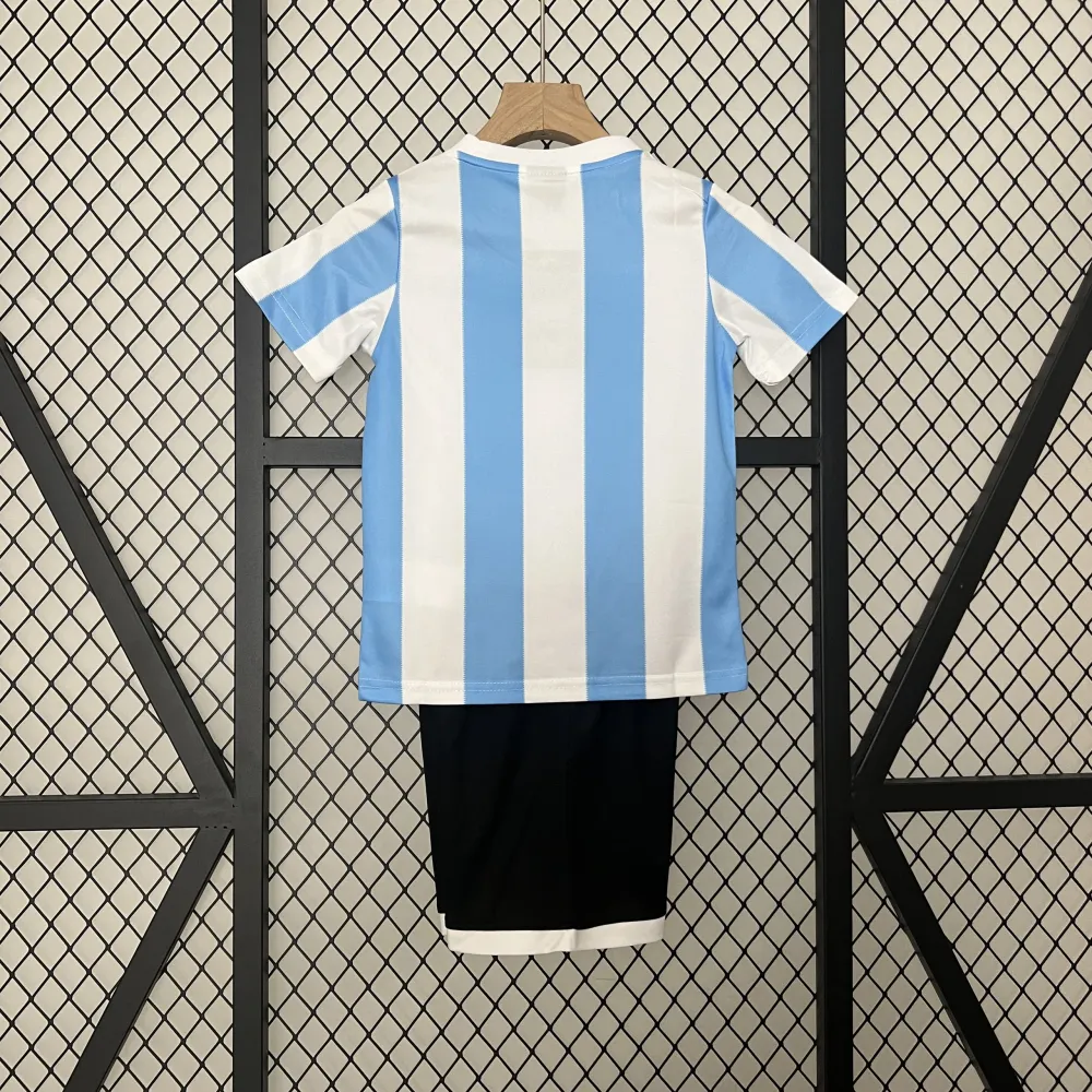 Argentina Retro Home Soccer Uniform Kids Kit Jersey+Shorts 1986