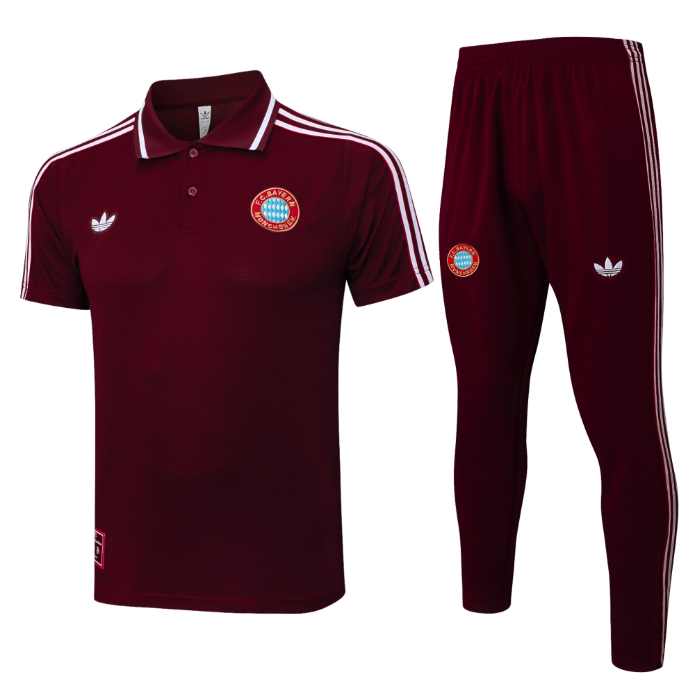 Bayern Munich Training Kit (Polo+Pants) Deep Red 2025/26
