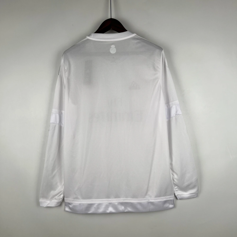 Real Madrid Retro Jersey Home Long Sleeve Custom Soccer Shirt 2015/16