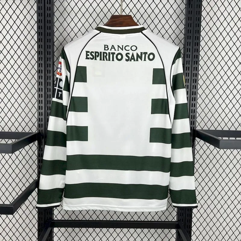 Sporting CP Retro Soccer Jersey Home Long Sleeve Custom Shirt 2001/03