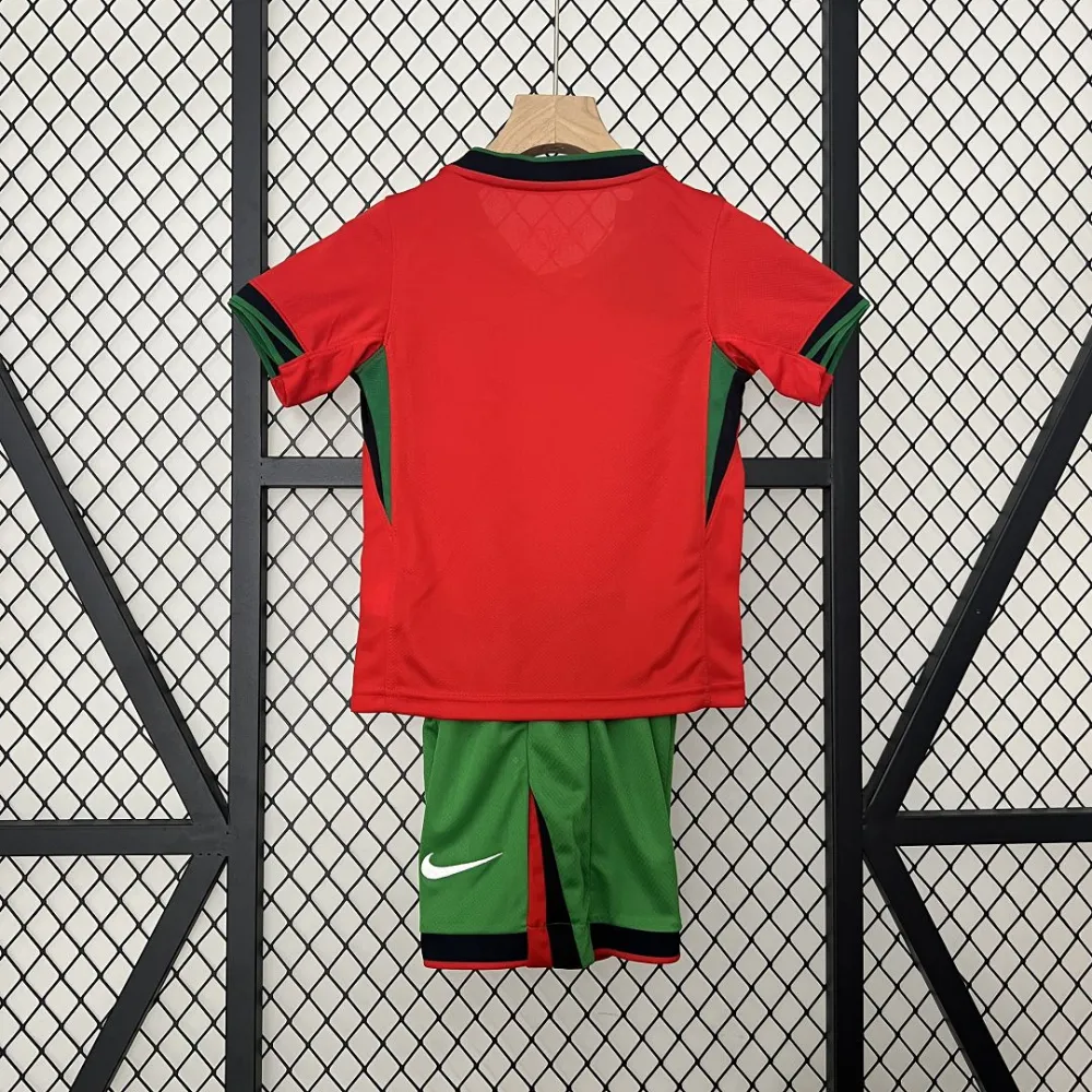 Portugal Home Football Uniform Kids Kit Jersey+Shorts EURO 2024