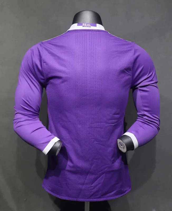 Real Madrid Authentic Retro Jersey Away Long Sleeve Soccer Shirt 2016/17