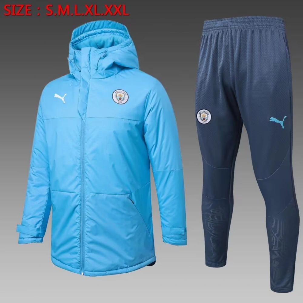 Manchester City Cotton Hoodie Coat With Pants Sky Blue 2025/26