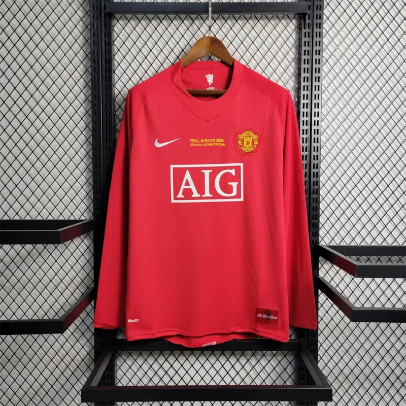 Manchester United Retro Home UCL Final Long Sleeve Football Jersey Shirt 2007/08