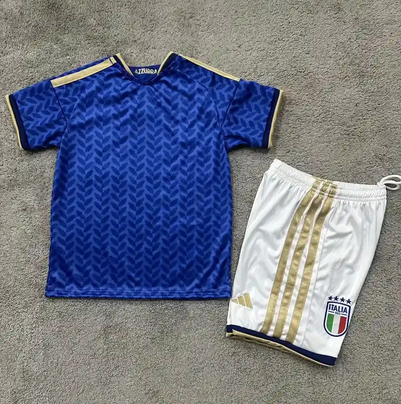 Italy Home Football Uniform Kids Kit Jersey+Shorts World Cup 2026
