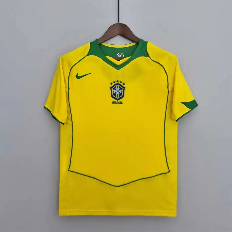Brazil Retro Jersey Custom Home Soccer Jersey 2004