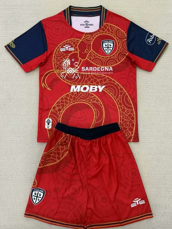 Cagliari Football Jersey Snake Special Edition Kids Kit Jersey+Shorts 2025/26