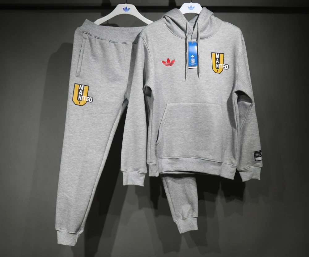 Manchester United Hoodie Training Kit (Sweatshirt+Pants) Grey 2025/26