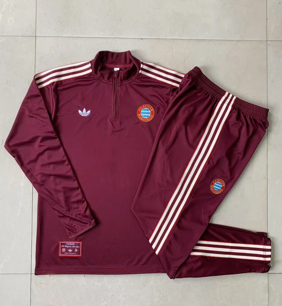 Kids Bayern Munich Training Kit (Sweatshirt+Pants) Deep Red 2025/26