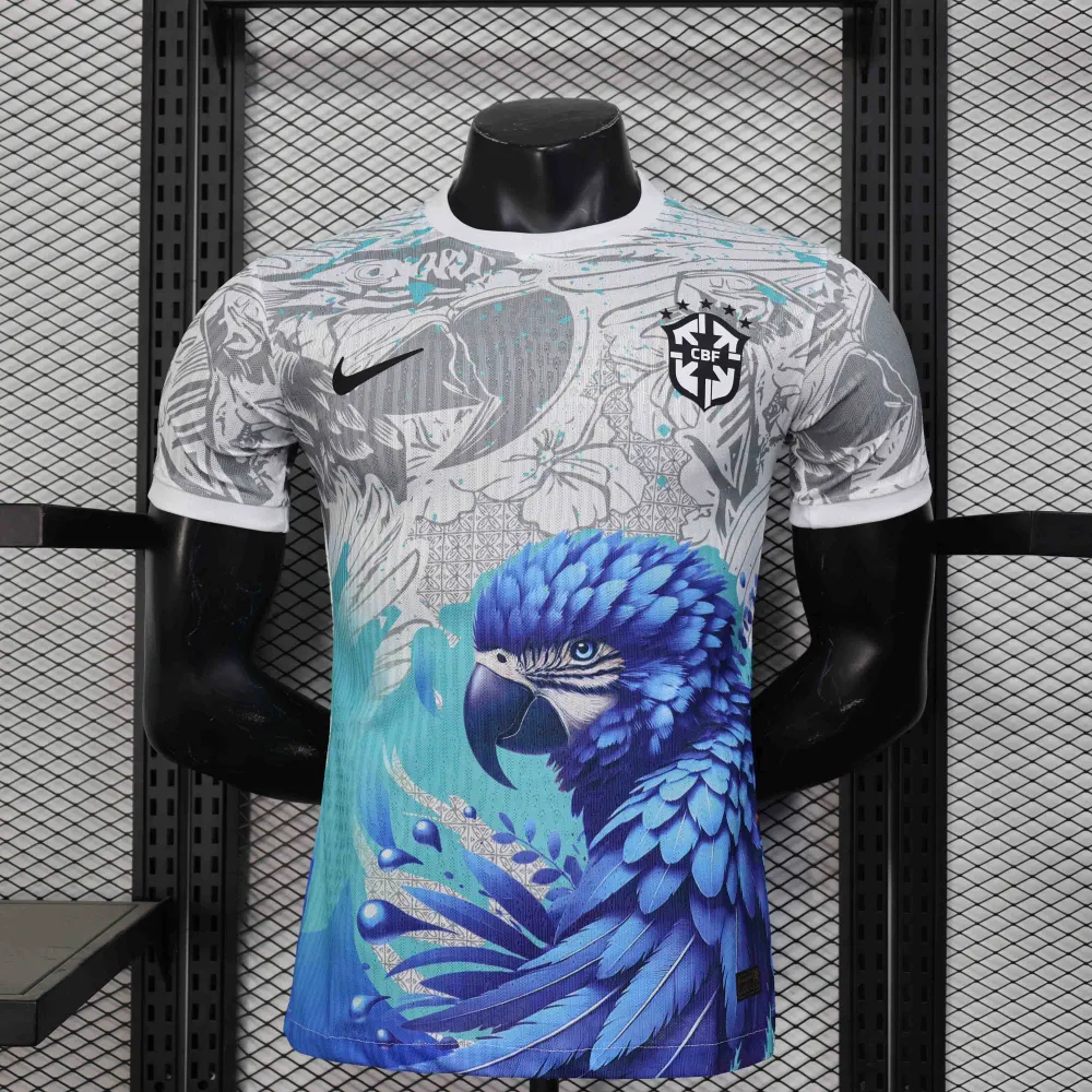 Brazil Authentic Soccer Jersey Blue Parrot Special Edition Shirt 2025