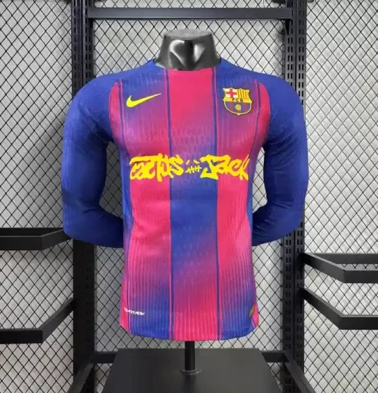 Authentic Soccer Jersey Barcelona Home x Travis Scott Long Sleeve Shirt 2025/26
