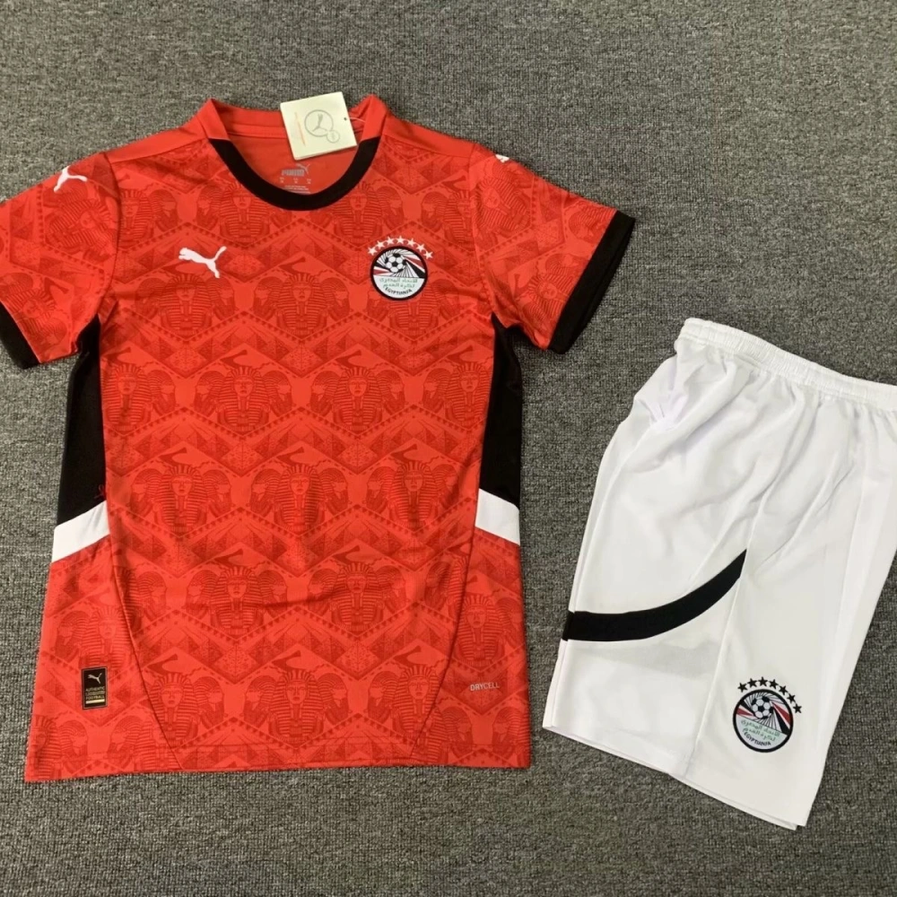 Egypt Soccer Jersey Home Kids Kit Jersey+Shorts 2024-25