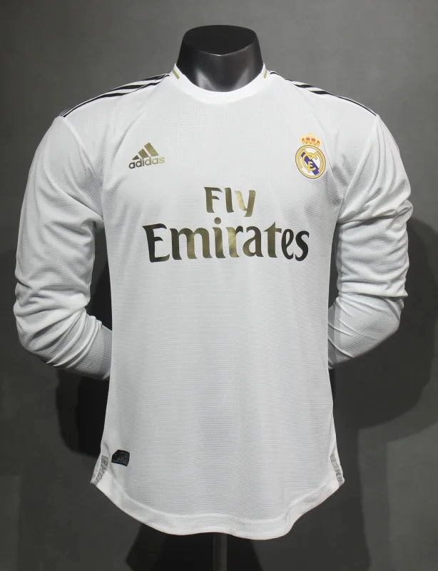 Real Madrid Authentic Retro Jersey Home Long Sleeve Soccer Shirt 2019/20