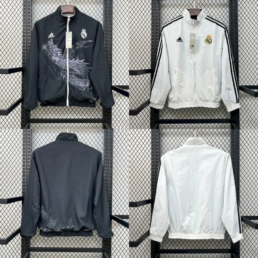 Real Madrid Reversible Double-Sides Windbreaker Jacket White&Black 2025-26
