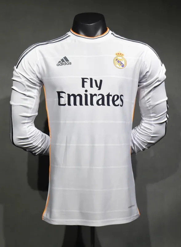 Real Madrid Authentic Retro Jersey Home Long Sleeve Soccer Shirt 2013/14