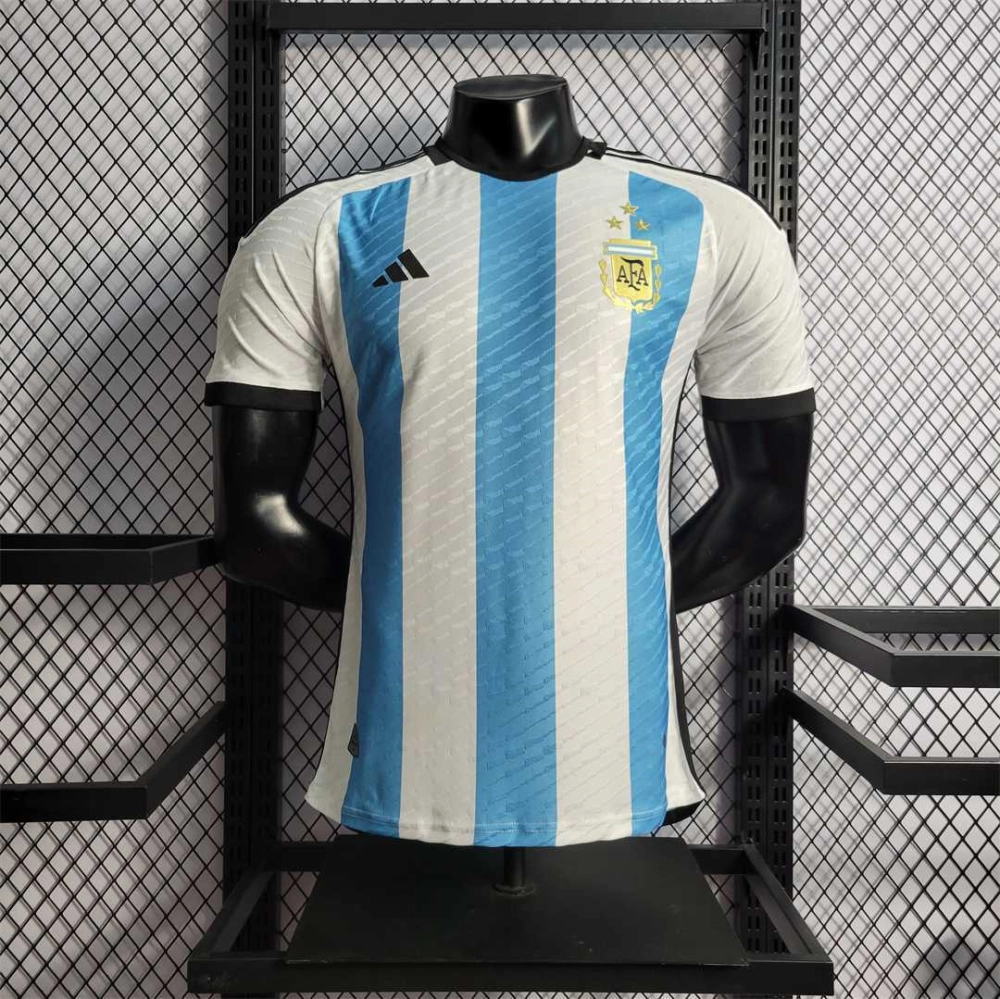 Argentina Retro Authentic Soccer Jersey Home Shirt 2022 - World Cup Champion Edition 3 Stars