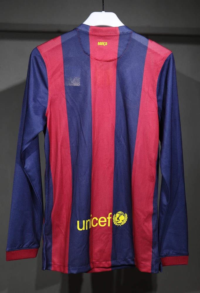 Authentic Barcelona Retro Jersey Home Long Sleeve Soccer Shirt 2014-15