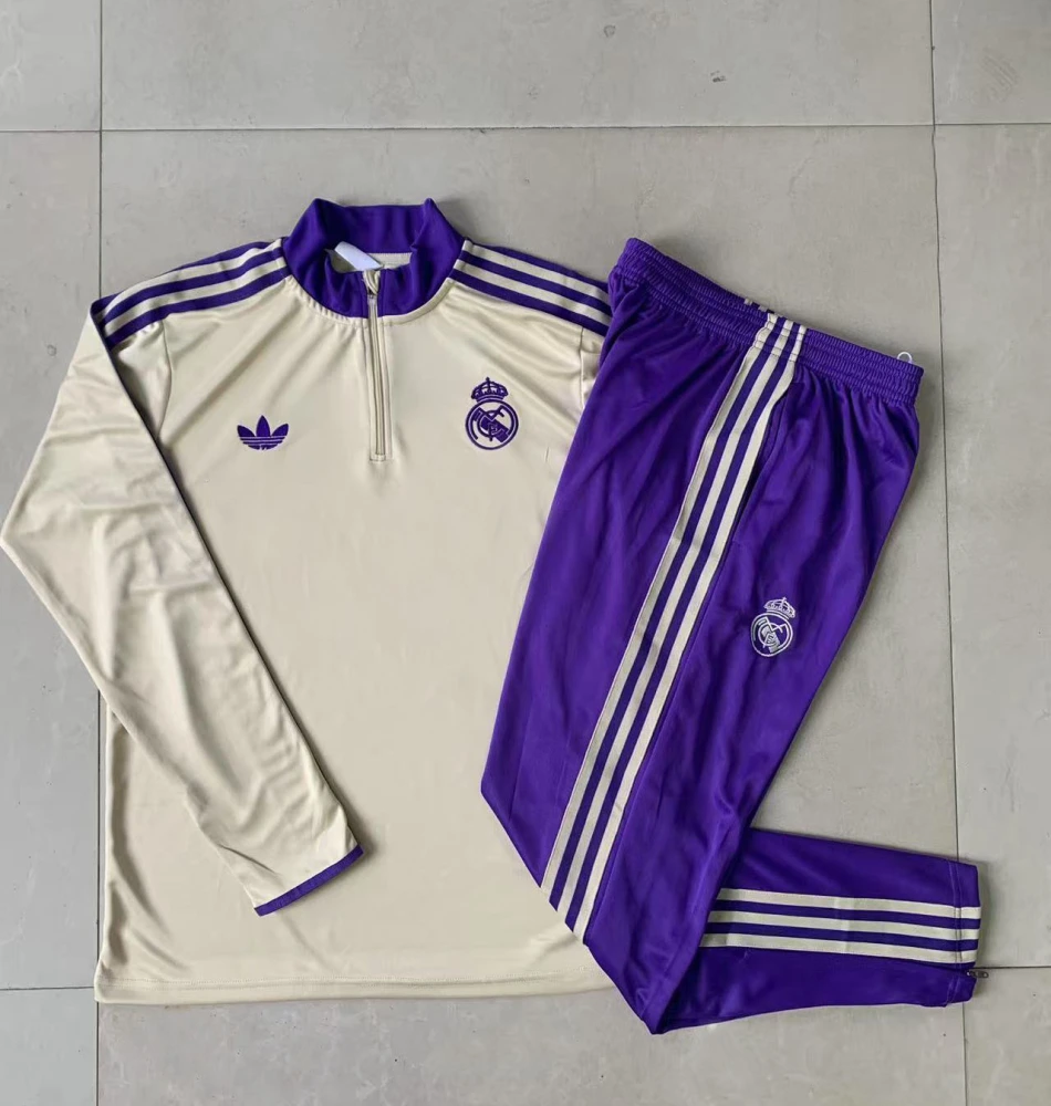 Kids Real Madrid Training Kit (Sweatshirt+Pants) Apricot 2025/26