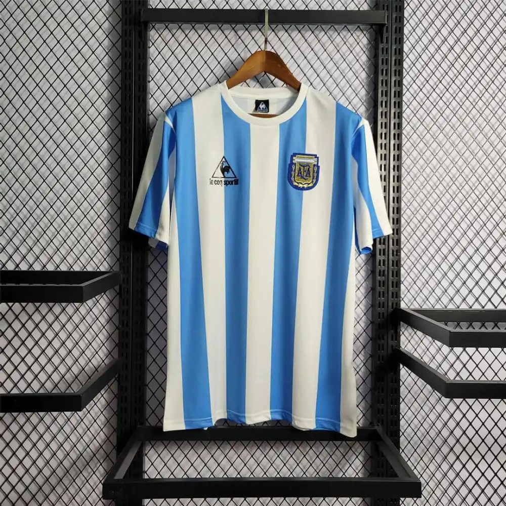 Argentina Retro Jersey Custom Home Football Jersey 1986