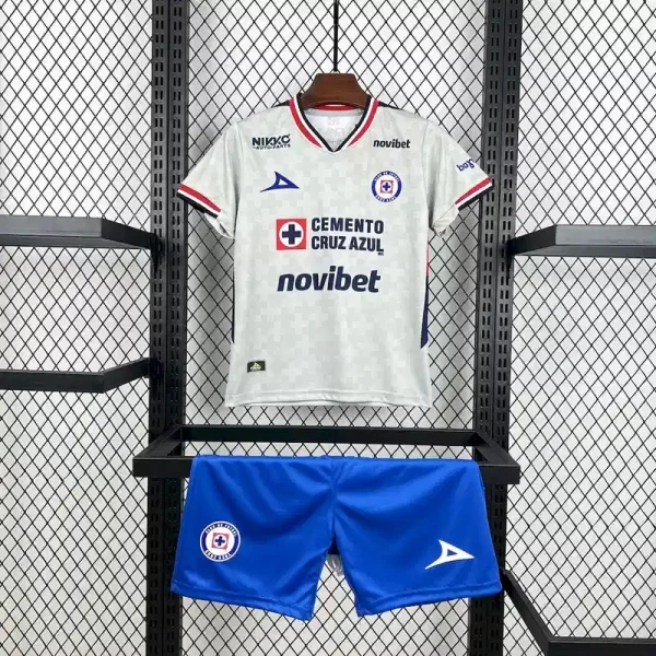 Cruz Azul Soccer Jersey Away Kids Kit Jersey+Shorts 2025/26 - With Sponsor