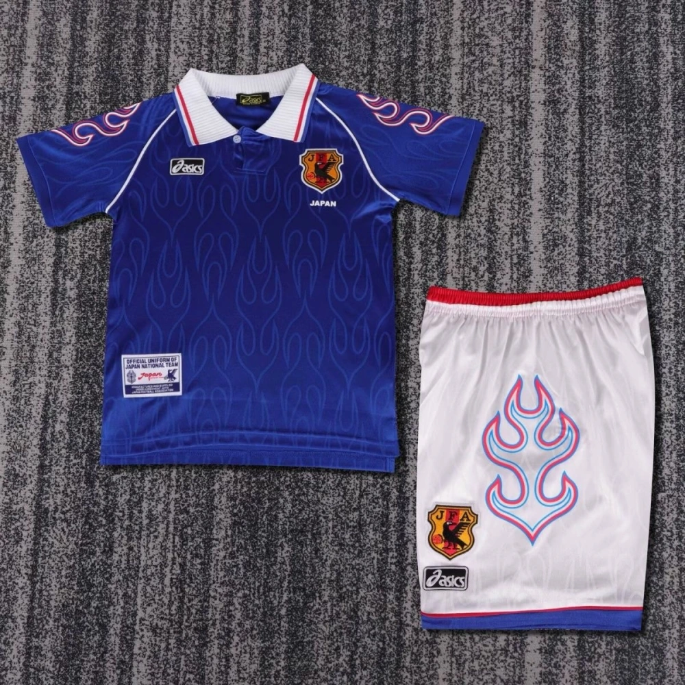 Japan Retro Soccer Jersey Home Kids Kit Jersey+Shorts 1998