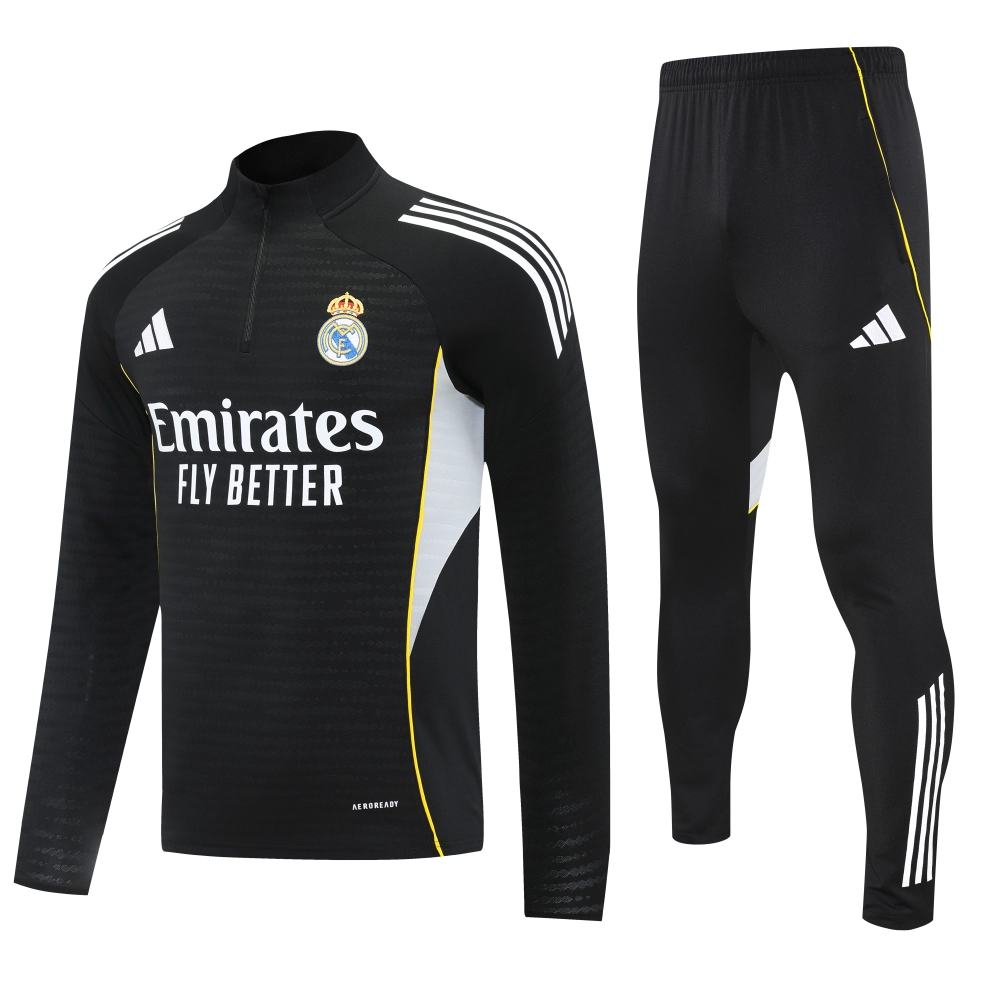 Real Madrid Authentic Training Kit (Sweatshirt+Pants) Black 2025/26 - Player Version
