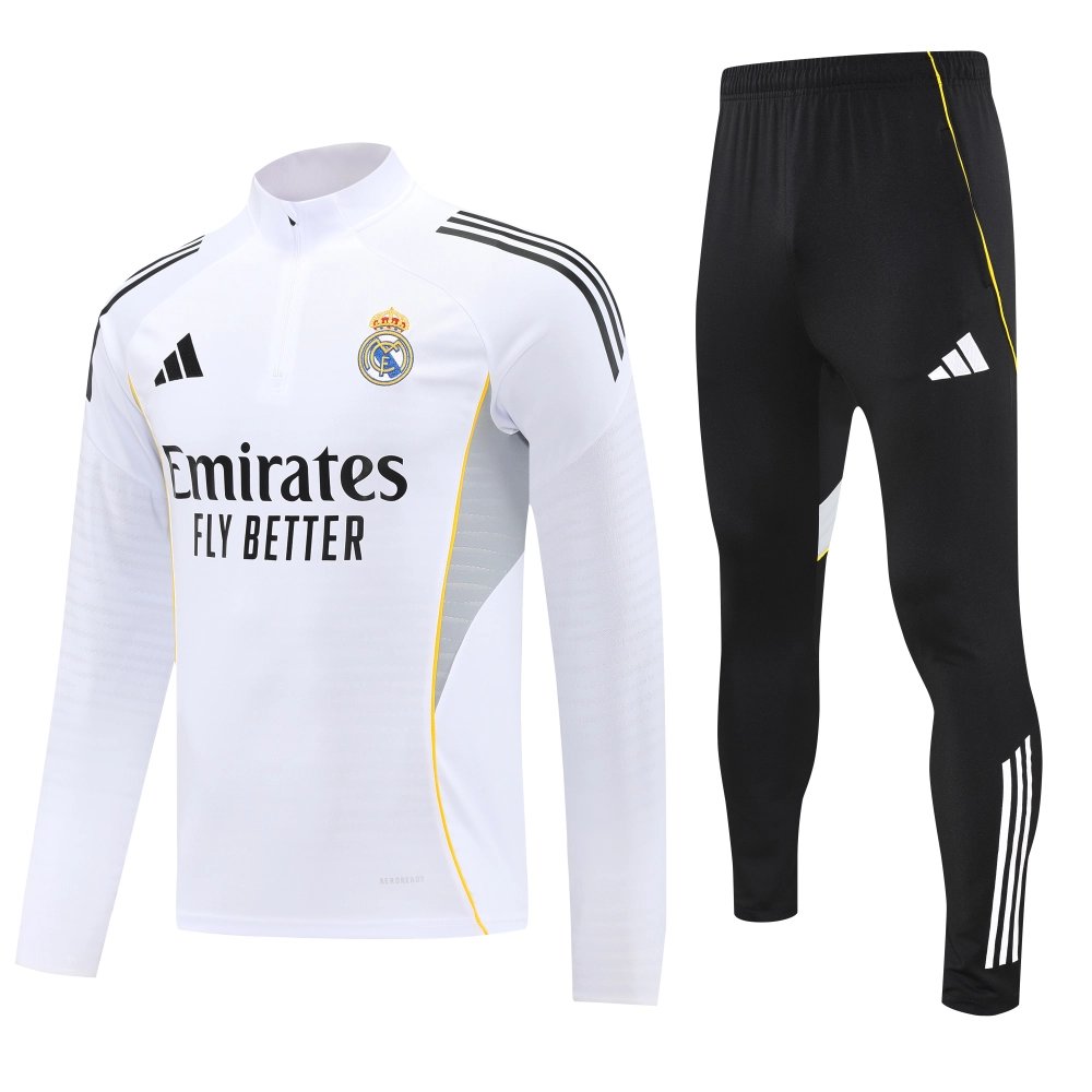 Real Madrid Authentic Training Kit (Sweatshirt+Pants) White 2025/26 - Player Version
