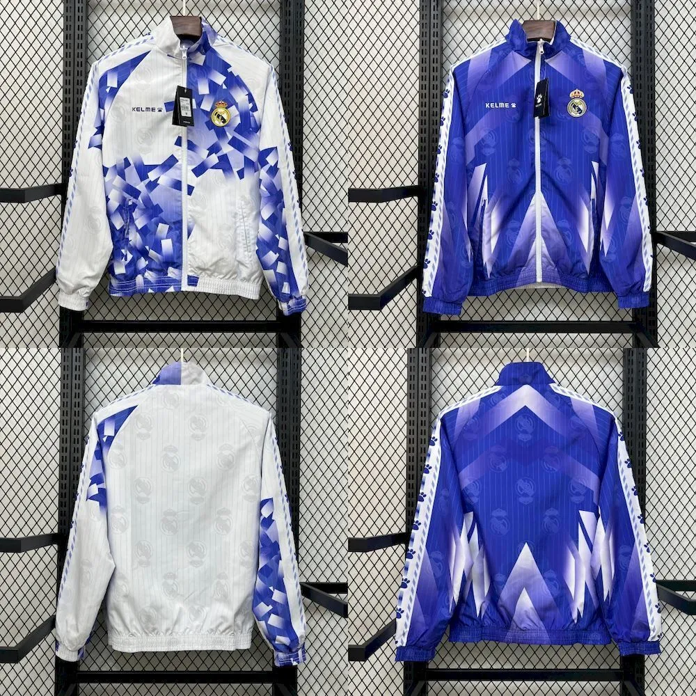 Real Madrid Retro Reversible Double-Sides Windbreaker Jacket 1996-97