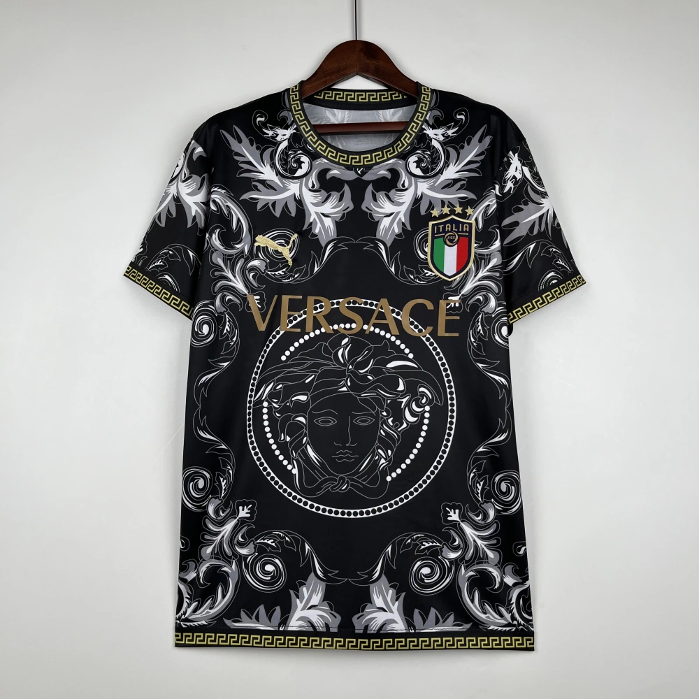 Italy Soccer Jersey x Versace Black Special Edition Custom Shirt 2024