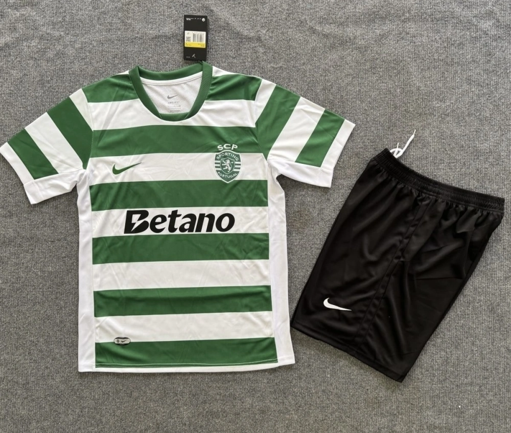 Sporting CP Soccer Jersey Home Kids Kit Jersey+Shorts 2025/26