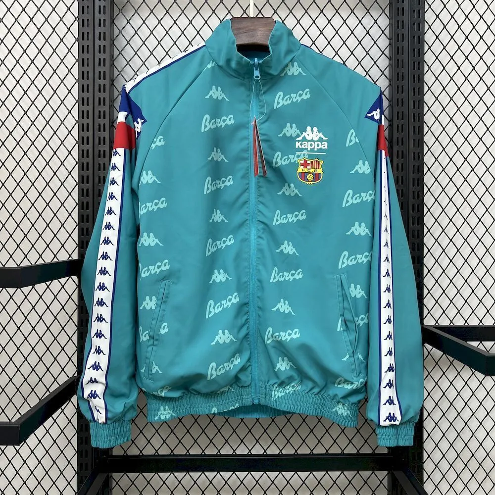 Barcelona Retro Reversible Double-Sides Windbreaker Jacket Green&Blue 2025/26