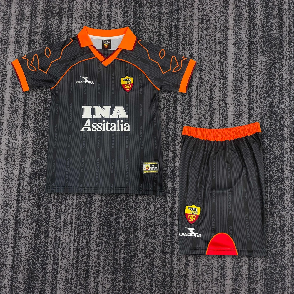 Roma Retro Soccer Jersey Away Kids Kit Jersey+Shorts 1999/00